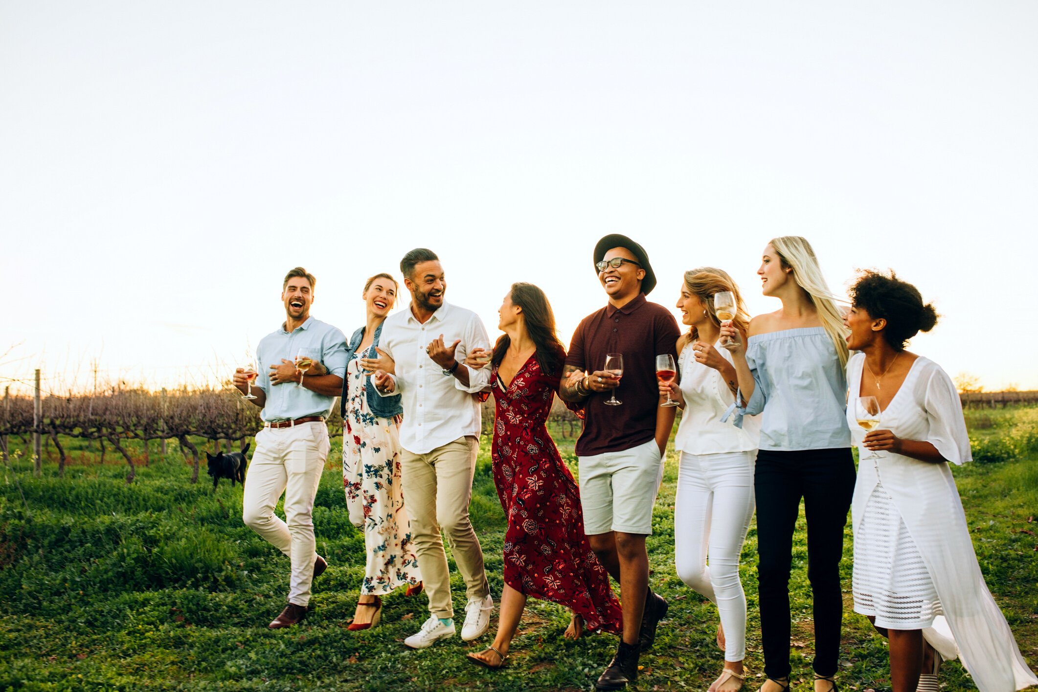 Group of Friends Chilling outside at Vineyard