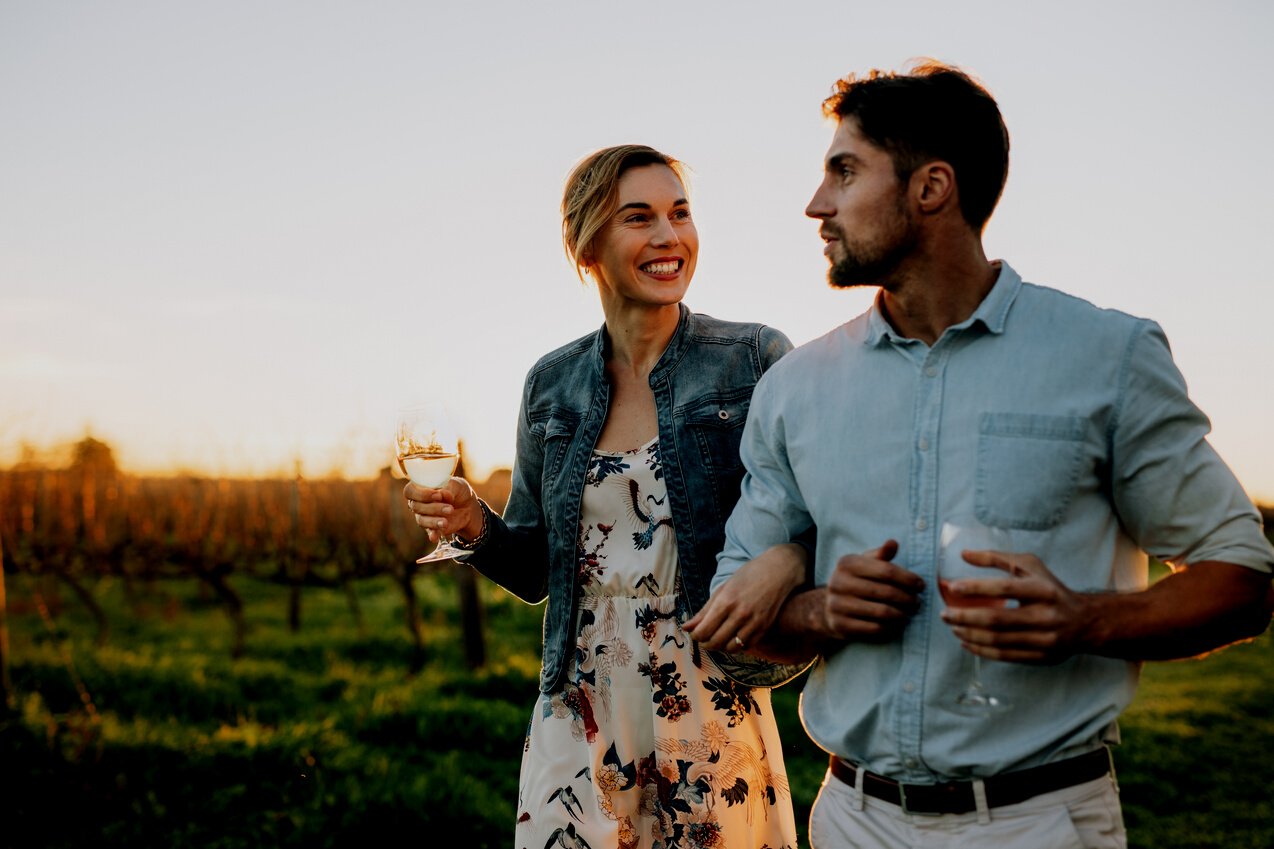 Couple Spending Time Together at Vineyard